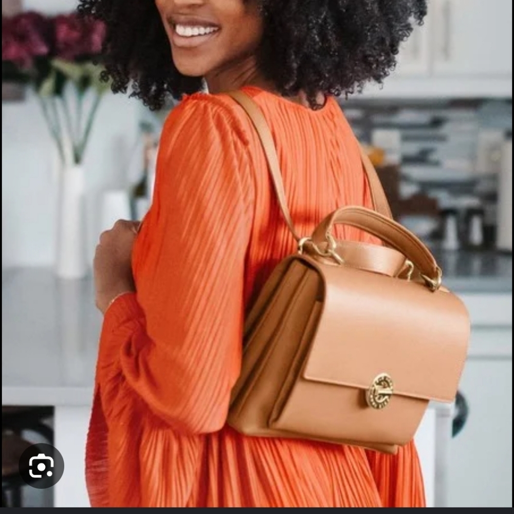 Cole Haan Tan Mini Bag with Structured Design and Flap Closure